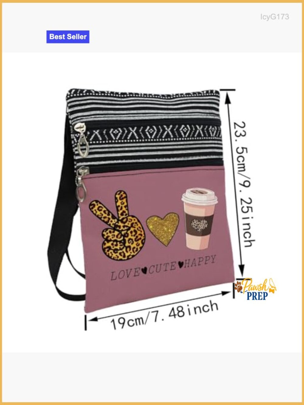 Small Crossbody Bag with Adjustable Strap Zipper Closure Pouch - Picture 4 of 7